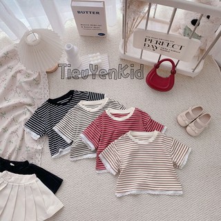 Quần áo trẻ em, Áo thun kẻ be gái nhiều màu 9-26kg A585 Tiểu Yến KID