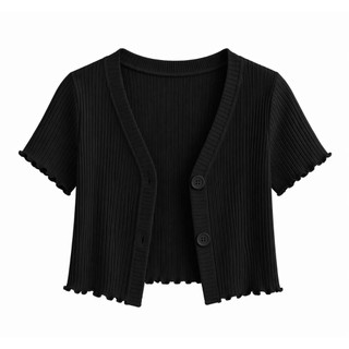 Áo Croptop Nữ Cài Cúc 2 Nút Cuộn Biên Trơn Basic Ôm Body Chất Vải Thun WAC003