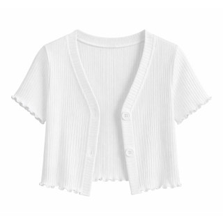 Áo Croptop Nữ Cài Cúc 2 Nút Cuộn Biên Trơn Basic Ôm Body Chất Vải Thun WAC003