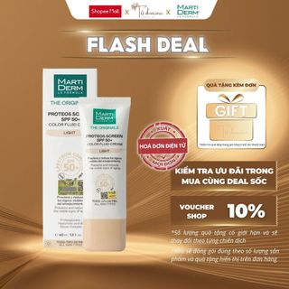 Kem Chống Nắng Có Màu MartiDerm The Originals Proteos Screen SPF50+ Color Fluid Cream (Light) 40ml