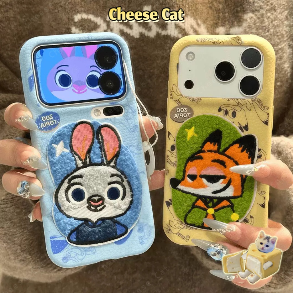 Vỏ điện thoại cặp đôi Zootopi Cáo thỏ thêu cho iPhone 17 16 11 12 13 14 15 Pro Max Plus 17 Air 7 8 Plus SE Xs Max XR