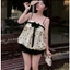 SÉT ÁO 2 DÂY BÍ PHỒNG PHỐI NƠ SIÊU XINH KÈM VÁY BÍ