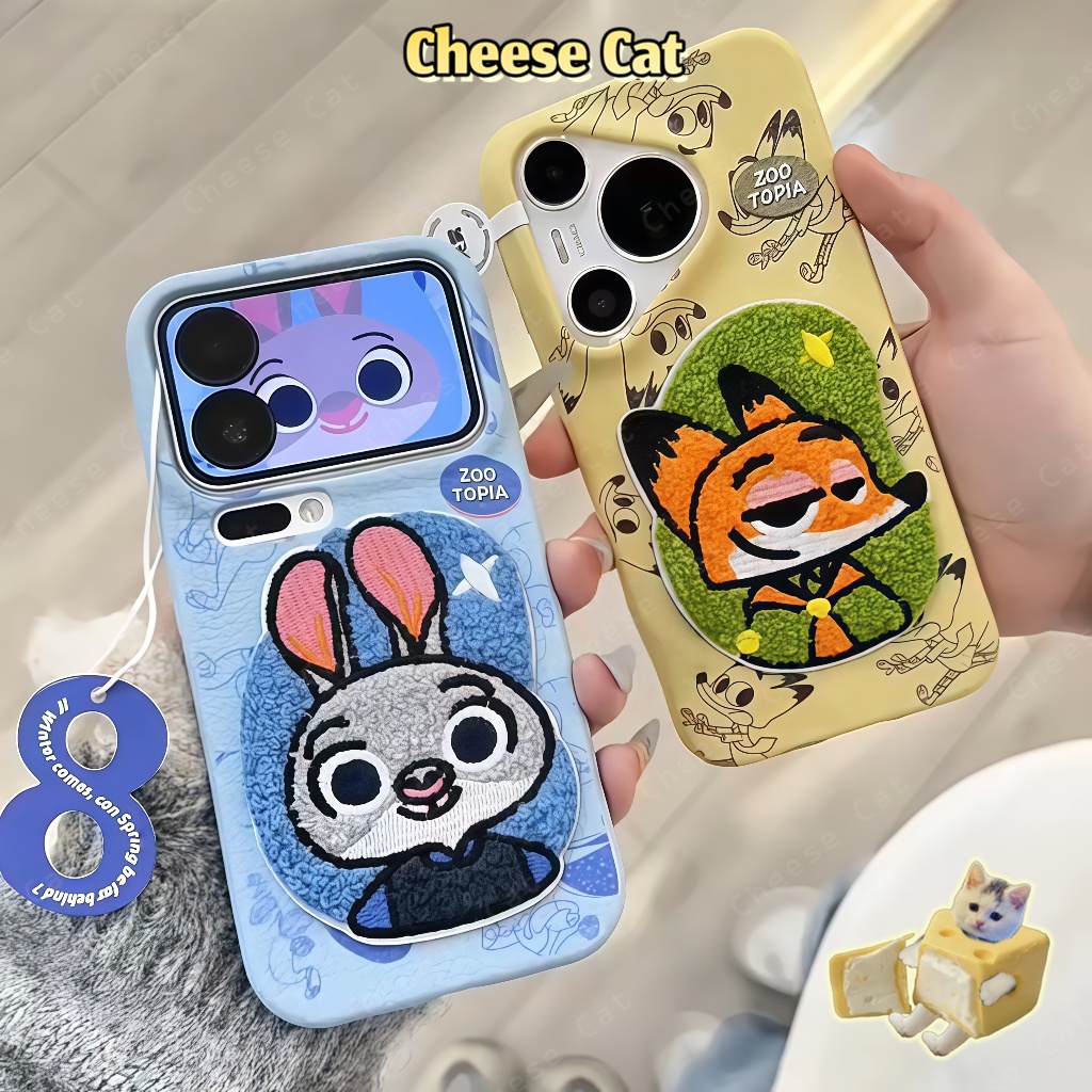 Vỏ điện thoại cặp đôi Zootopi Cáo thỏ thêu cho iPhone 17 16 11 12 13 14 15 Pro Max Plus 17 Air 7 8 Plus SE Xs Max XR