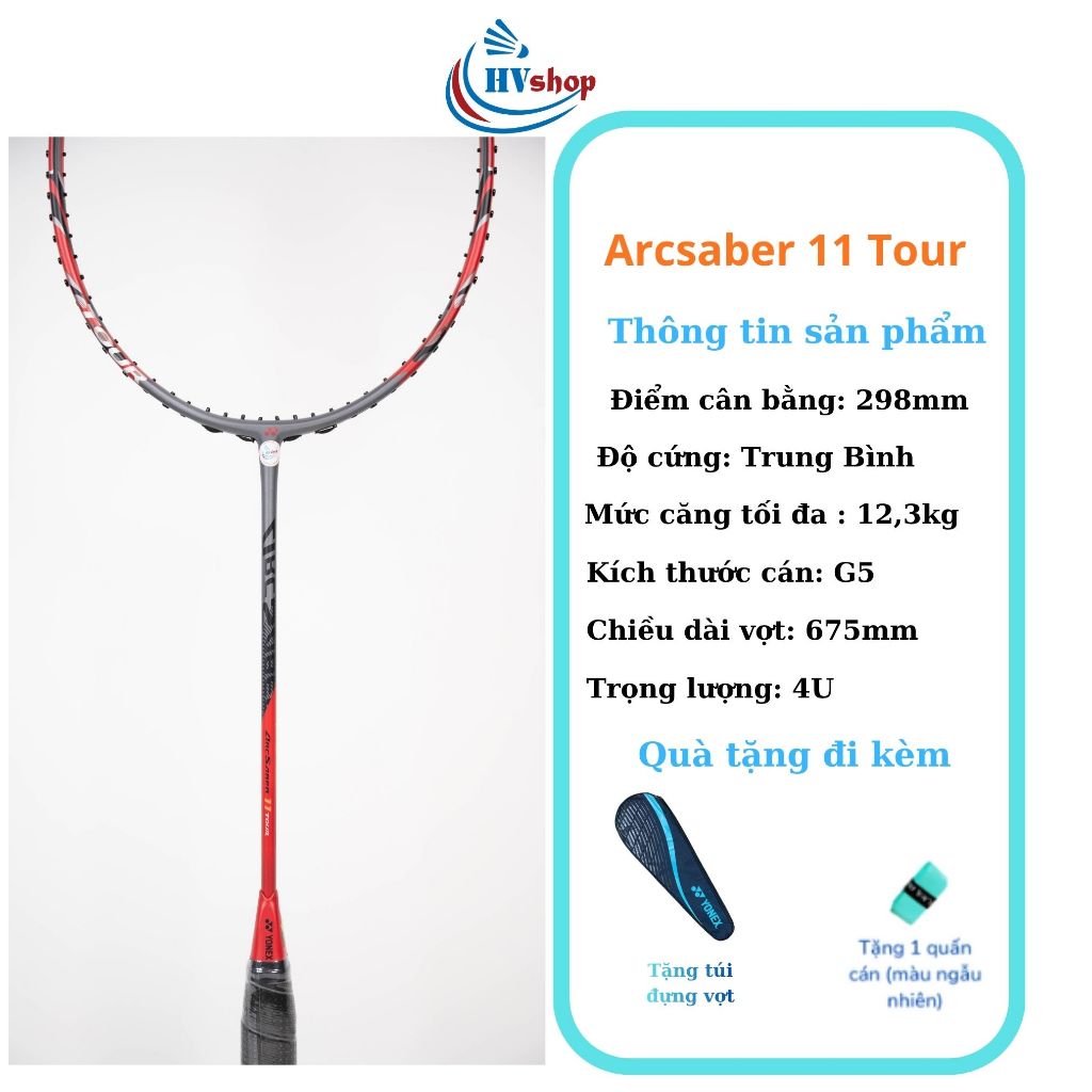 Vợt cầu lông Yonex Arcsaber 11 Tour chính hãng, KHUNG CHƯA CĂNG, quà tặng hấp dẫn - HVShop