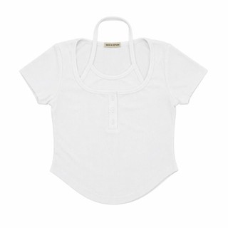 Áo Croptop Nữ Cổ Yếm Tay Ngắn Cúc Cài Ôm Body Bozip Dày Chất Vải Thun WAC004