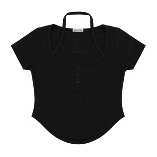 Áo Croptop Nữ Cổ Yếm Tay Ngắn Cúc Cài Ôm Body Bozip Dày Chất Vải Thun WAC004