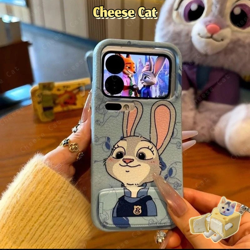 Vỏ iPhone hình cặp đôi thỏ Fox Gương bằng da cho iPhone 17 16 11 12 13 14 15 Pro Max Plus 17 Air 7 8 Plus SE Xs Max XR