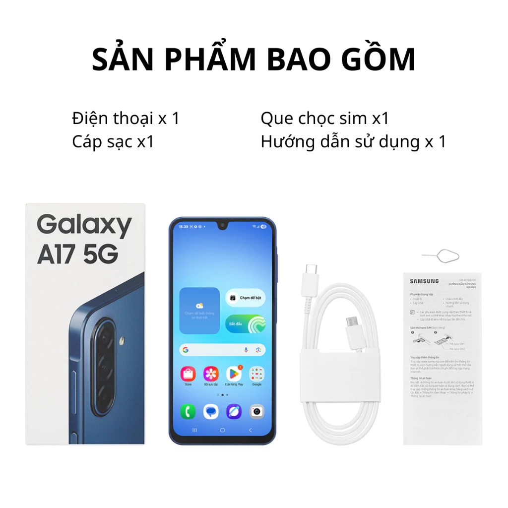 Điện thoại Samsung A17 5G (RAM 8GB + ROM 256GB) màn hình 6.7" FHD+ | Camera chính 50MP | Pin 5000mAh | Hàng chính hãng S