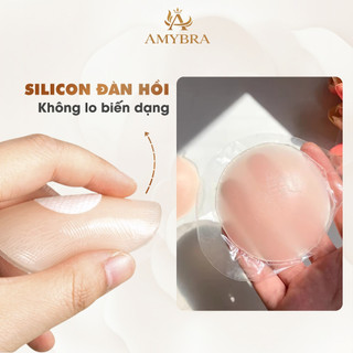 Miếng Dán Ngực Hình Tròn - Hộp 5 Cặp Miếng Dán Ti Silicon Siêu Dính Sử Dụng Nhiều Lần AMYBRA H02 - D306