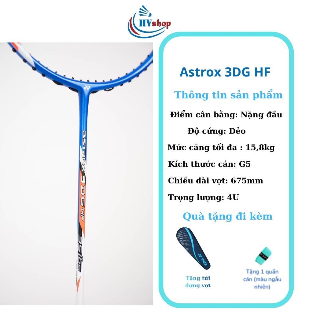 Vợt cầu lông Yonex Astrox 3DG HF, 3DG ST chính hãng, KHUNG CHƯA CĂNG, kèm quà tặng hấp dẫn - HVShop