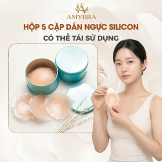 Hộp 10 Miếng Dán Ngực SiLicon Có Thể Tái Sử Dụng, 5 Cặp Miếng Dán Ti Viền Mỏng Tệp Da AMYBRA D306