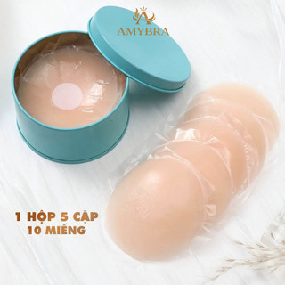 Hộp 10 Miếng Dán Ngực SiLicon Có Thể Tái Sử Dụng, 5 Cặp Miếng Dán Ti Viền Mỏng Tệp Da AMYBRA D306