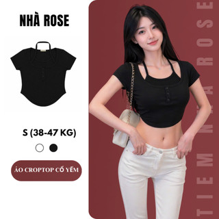 Áo Croptop Nữ Cổ Yếm Tay Ngắn Cúc Cài Ôm Body Bozip Dày Chất Vải Thun WAC004