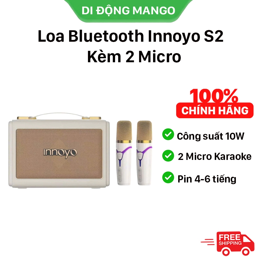 Loa Bluetooth Innoyo S2 - Kèm 2 Micro Hát Karaoke (Quà tặng Reno15 Series)
