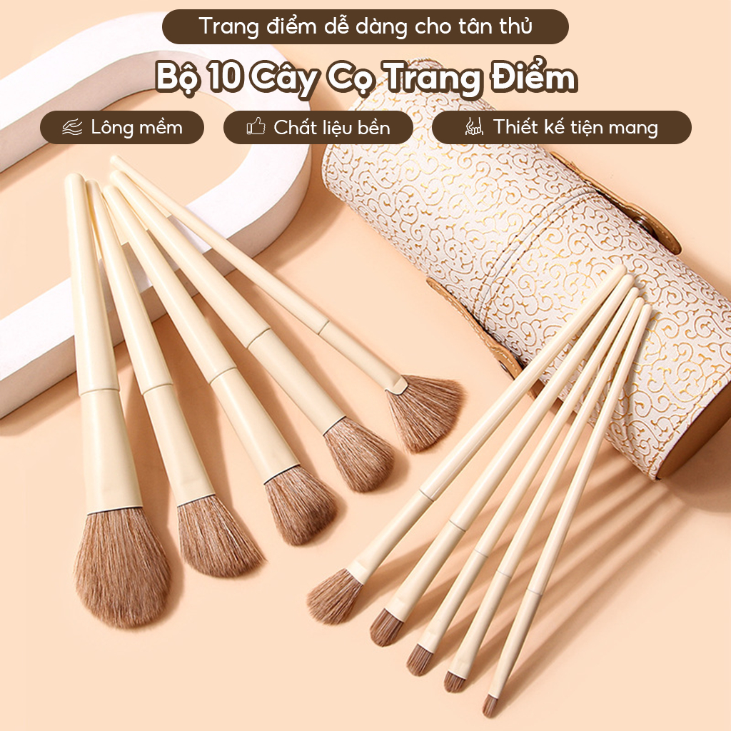 Set 10 Cọ Trang Điểm Derf Chuyên Nghiệp Chất Lượng Cao