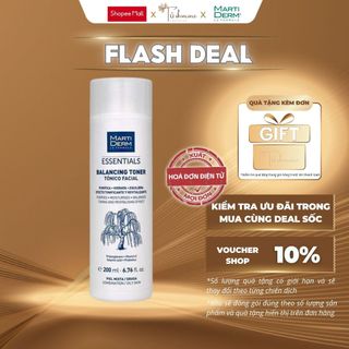 Nước Cân Bằng Chứa Acid Làm Sạch Da, Giảm Mụn BHA & Prebiotics MartiDerm Essentials Balancing Toner 200ml