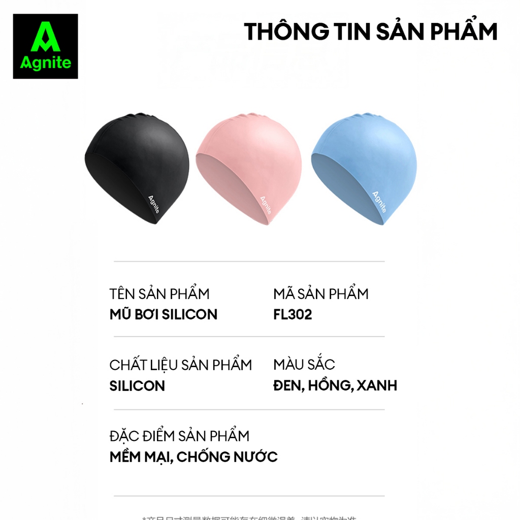 Mũ bơi silicon người lớn, trẻ em chính hãng AGNITE mềm mại, chống nước cao cấp giá rẻ
