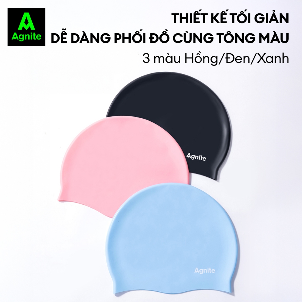 Mũ bơi silicon người lớn, trẻ em chính hãng AGNITE mềm mại, chống nước cao cấp giá rẻ