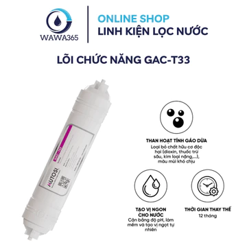 Lõi Lọc Nước Số 5 GAC-T33, Lõi Chức Năng Than Hoạt Tính Gáo Dừa