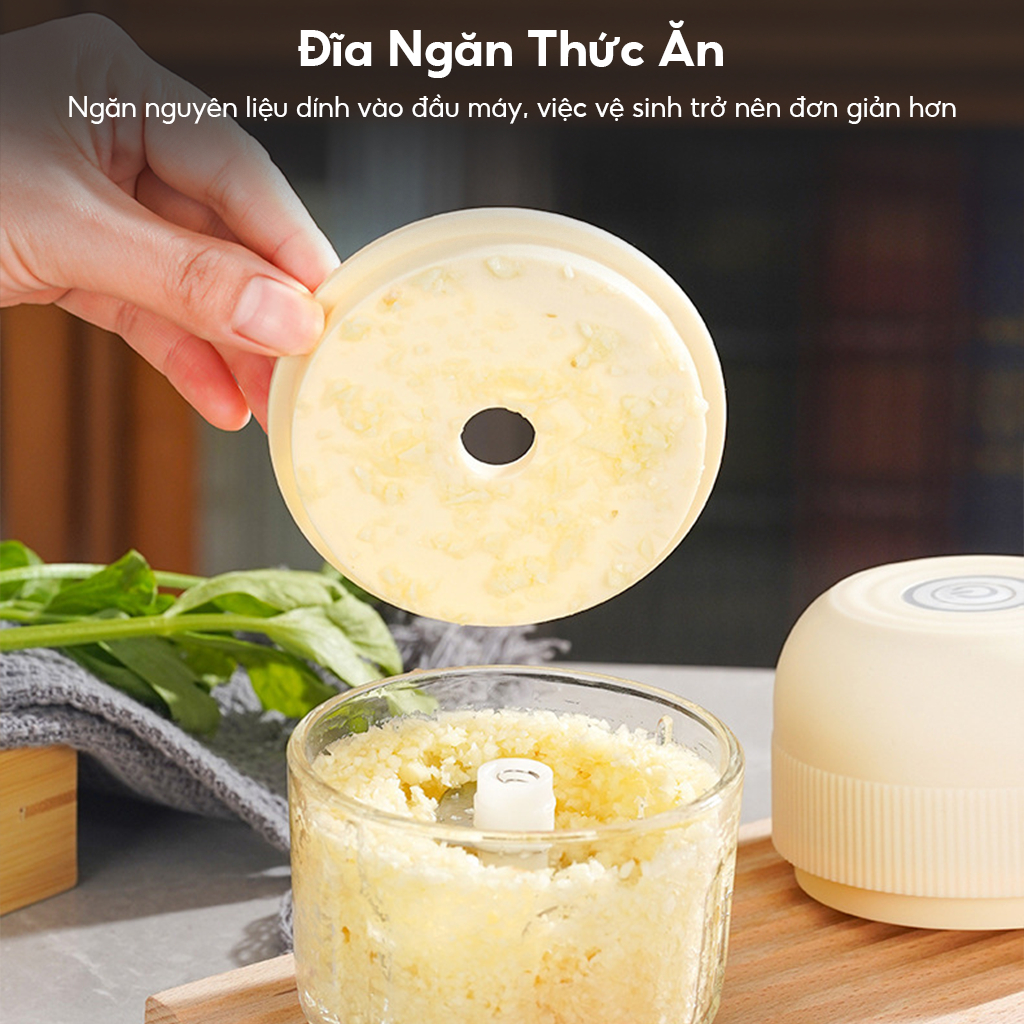 Máy xay tỏi cầm tay công suất lớn, có thể xay nhanh tỏi, tiêu và thịt, trợ thủ đắc lực trong bếp