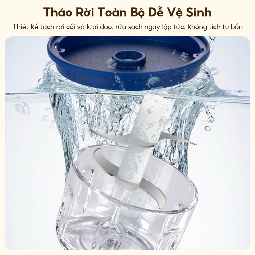 Máy xay tỏi cầm tay công suất lớn, có thể xay nhanh tỏi, tiêu và thịt, trợ thủ đắc lực trong bếp