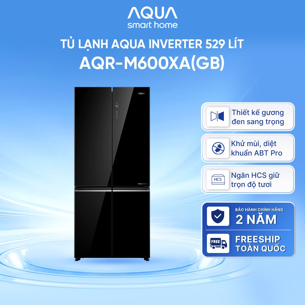 Tủ lạnh Multi Door Aqua Inverter 529 lít AQR-M600XA(GB) - Bảo hành 2 năm - Freeship toàn quốc