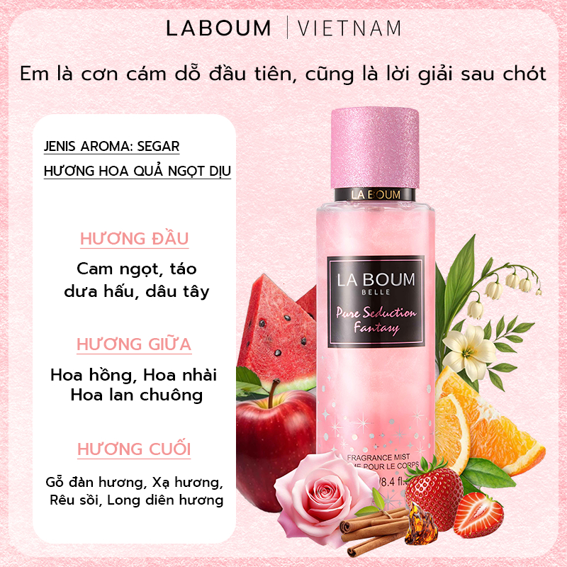 [Mua 1 tặng 2] Combo Nước Hoa Xịt Thơm Body Mist 305ML LA BOUM Tỏa hương rực rỡ suốt cả ngày dài