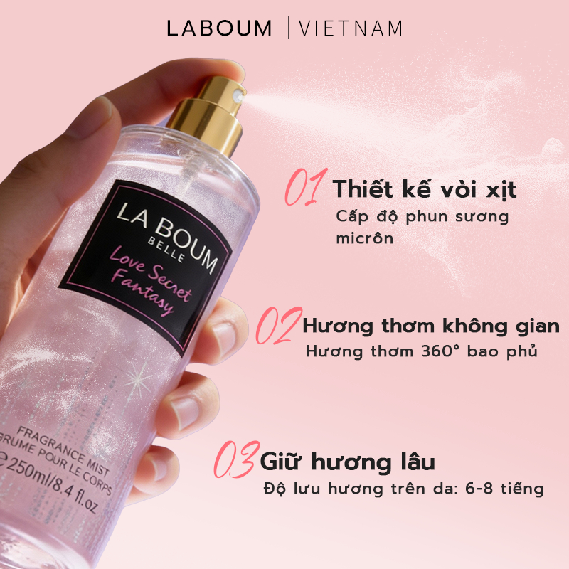 [Mua 1 tặng 2] Combo Nước Hoa Xịt Thơm Body Mist 305ML LA BOUM Tỏa hương rực rỡ suốt cả ngày dài