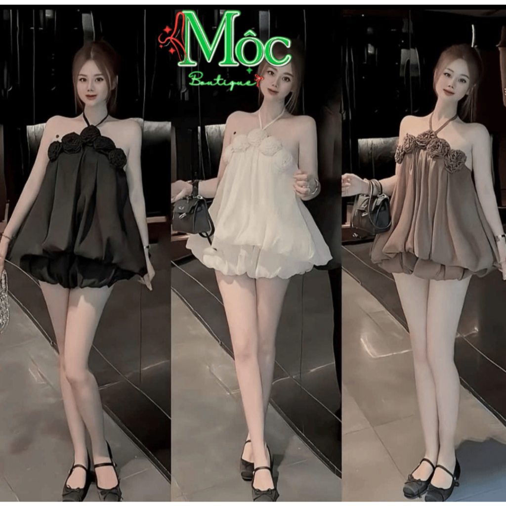 AXT_Đầm váy ngắn, đầm Yếm Tơ tầng bí đính bông Ánh Kim cao cấp + quần, có mút lót