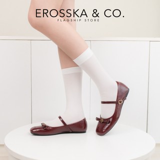 [EROSSKA] - Giày búp bê nữ balletcore phối nơ xinh xắn kiểu dáng thời trang màu đỏ cao 1cm - EL120