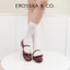 - Giày búp bê nữ balletcore phối nơ xinh xắn kiểu dáng thời trang màu đỏ cao 1cm - EL120