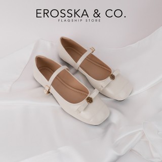[EROSSKA] - Giày búp bê nữ balletcore phối nơ xinh xắn kiểu dáng thời trang màu đỏ cao 1cm - EL120