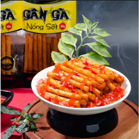 Snack Gân Gà Sốt Nóng, Snack Ba Anh Em Food Thơm Cay Hấp Dẫn Dai Ngon Sần Sật - Đồ Ăn Vặt