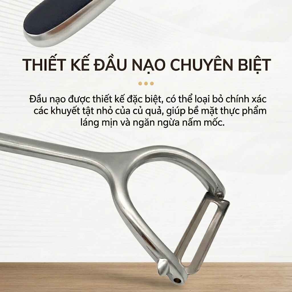Dao Nạo Gọt Vỏ Rau Củ Trái Cây Inox 304 Lưỡi Xoay Linh Hoạt Tay Cầm Công Thái Học