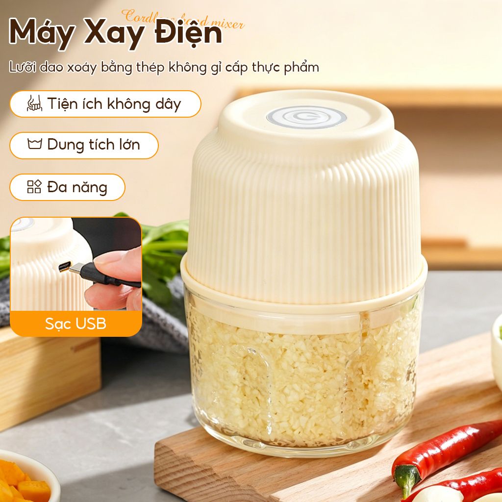 Máy xay tỏi và tiêu cầm tay điện mini - Máy xay tỏi và tiêu tiện lợi, Máy xay nhà bếp