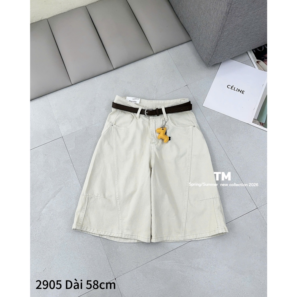[Sẵn/QC] Quần Sooc Jeans Nữ Dáng Lỡ Dài 58cm Chất Mềm Tặng Kèm Đai Ngựa Đủ Màu #2905