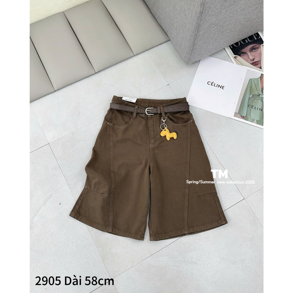 [Sẵn/QC] Quần Sooc Jeans Nữ Dáng Lỡ Dài 58cm Chất Mềm Tặng Kèm Đai Ngựa Đủ Màu #2905