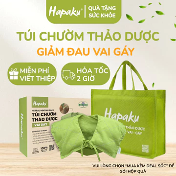 Hộp Quà Sức Khỏe Từ Túi Chườm Thảo Dược Vai Gáy Hapaku, Chườm Nóng Thảo Dược Giảm Nhức Mỏi Cổ Vai Gáy