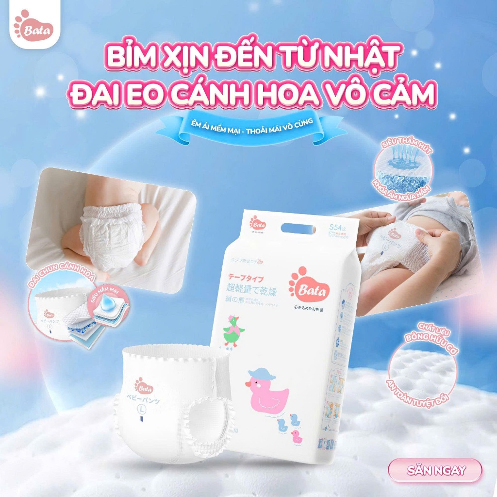 [TẶNG QUÀ] Bỉm Quần/Dán BATA NHẬT BẢN FULL SIZE Mềm Mại, Thấm Hút Tốt, Chống Tràn Tối Đa