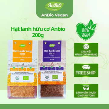 [ AnBiO Vegan ] Hạt lanh vàng & lanh nâu hữu cơ Anbio 200g giàu Omega-3