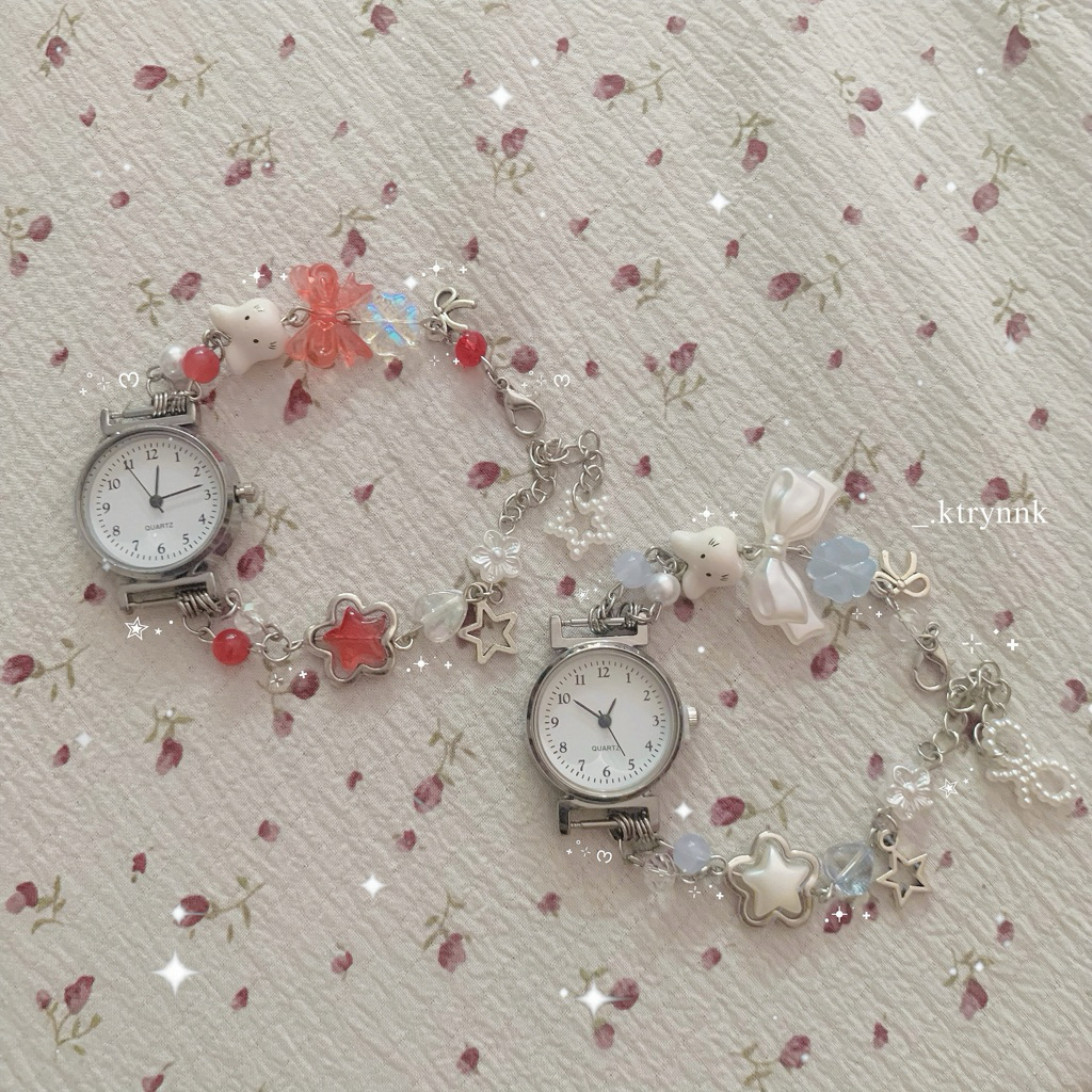 𝗛𝗔𝗡𝗗𝗠𝗔𝗗𝗘 | Đồng hồ custom kim loại xinh yêu, mix hạt cho các nàng | _.ktrynnk