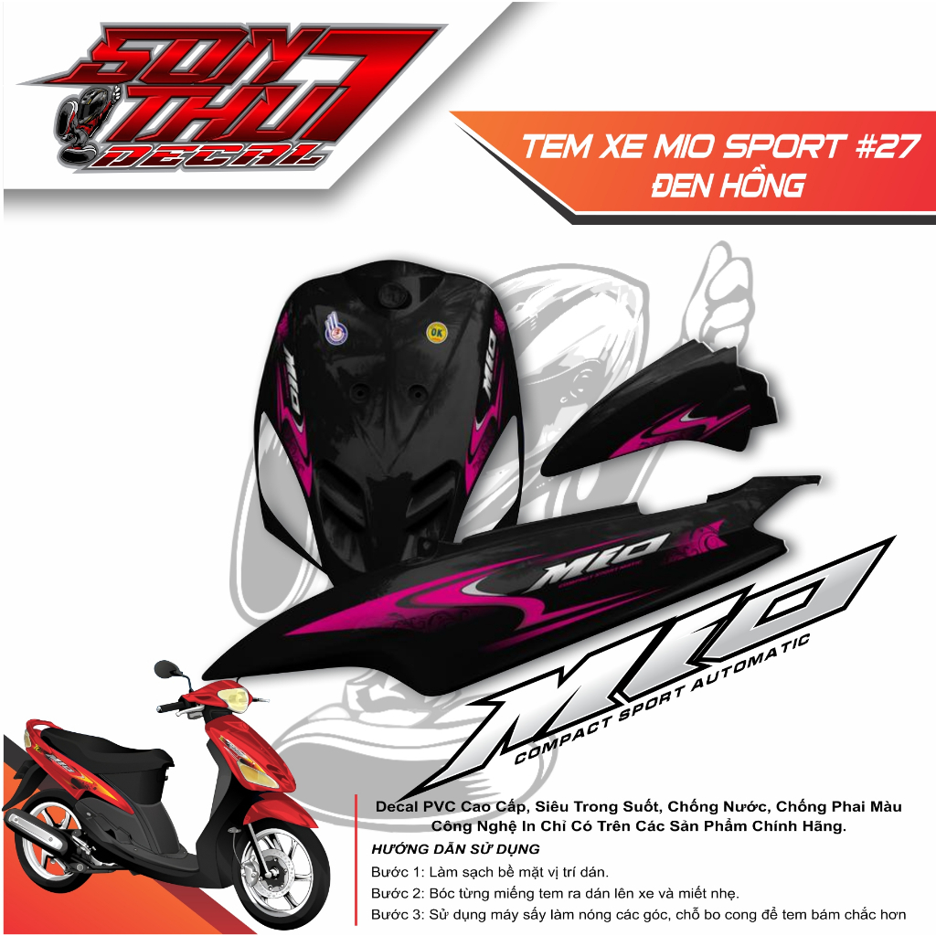 Tem xe Mio Sport #27 (CHẤT LƯỢNG CAO - SẮC NÉT - KHÔNG PHAI MÀU)