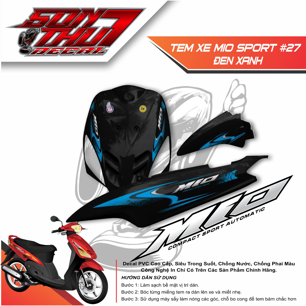 Tem xe Mio Sport #27 (CHẤT LƯỢNG CAO - SẮC NÉT - KHÔNG PHAI MÀU)