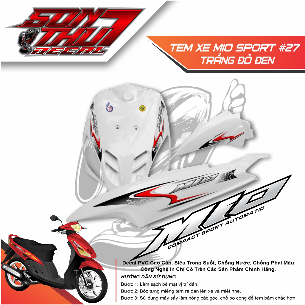 Tem xe Mio Sport #27 (CHẤT LƯỢNG CAO - SẮC NÉT - KHÔNG PHAI MÀU)