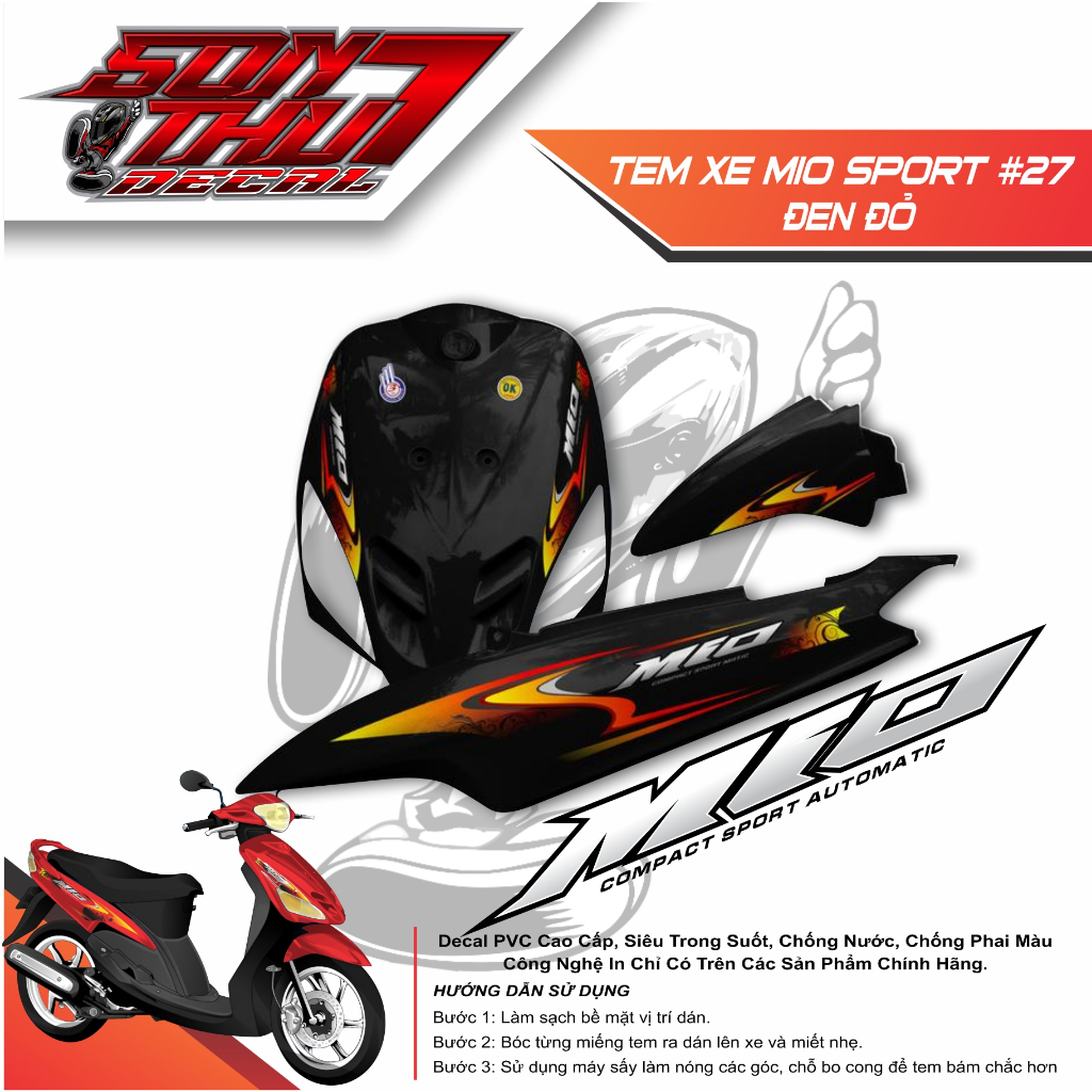 Tem xe Mio Sport #27 (CHẤT LƯỢNG CAO - SẮC NÉT - KHÔNG PHAI MÀU)