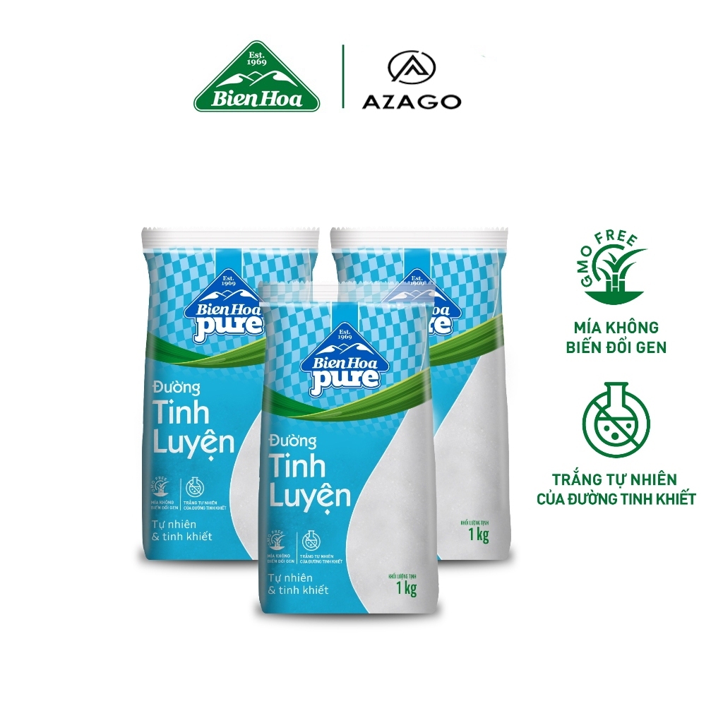 Combo 3 Túi Đường Cát Trắng Pure Biên Hòa 1kg - AZAGO STORE | Shopee ...