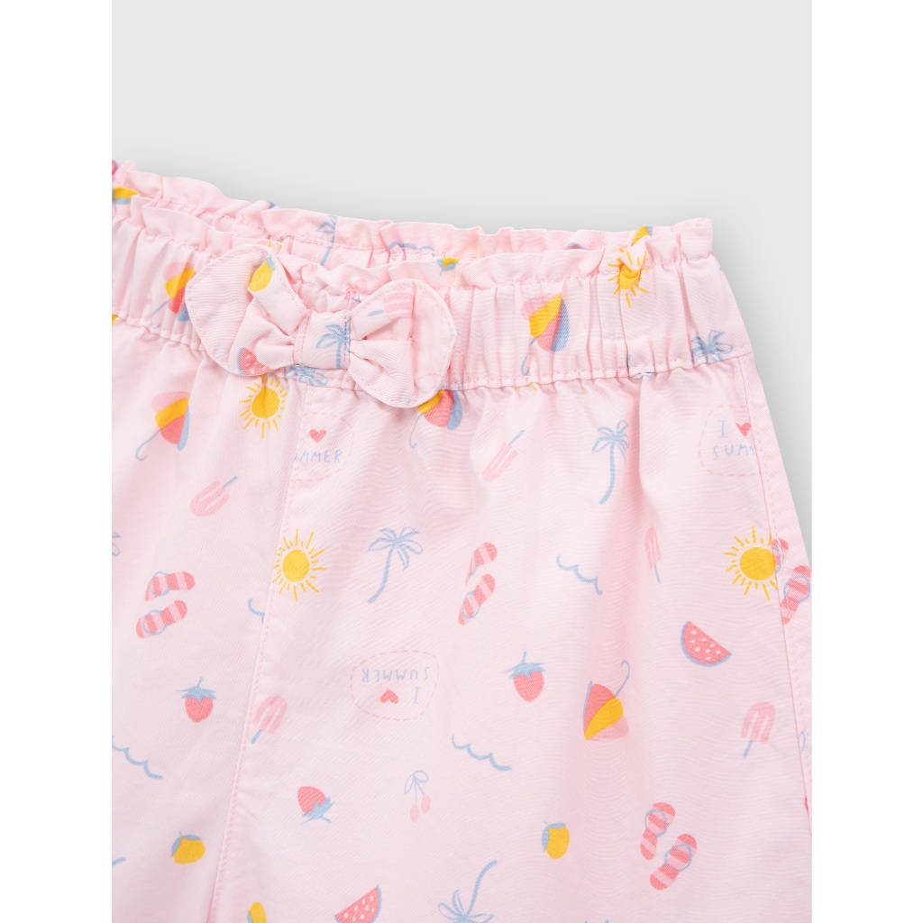Quần short bé gái cạp chun nơ họa tiết CANIFA 1BS26S003