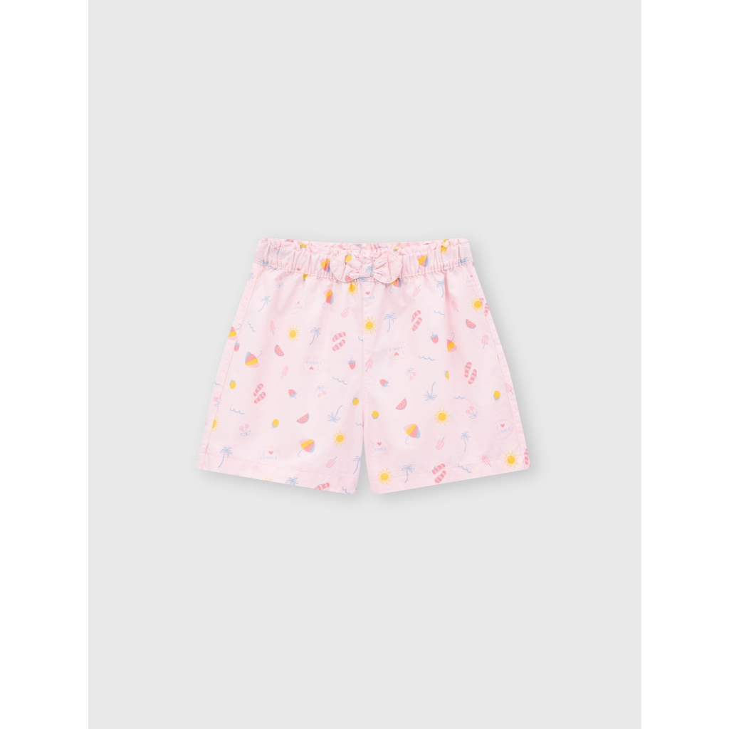 Quần short bé gái cạp chun nơ họa tiết CANIFA 1BS26S003