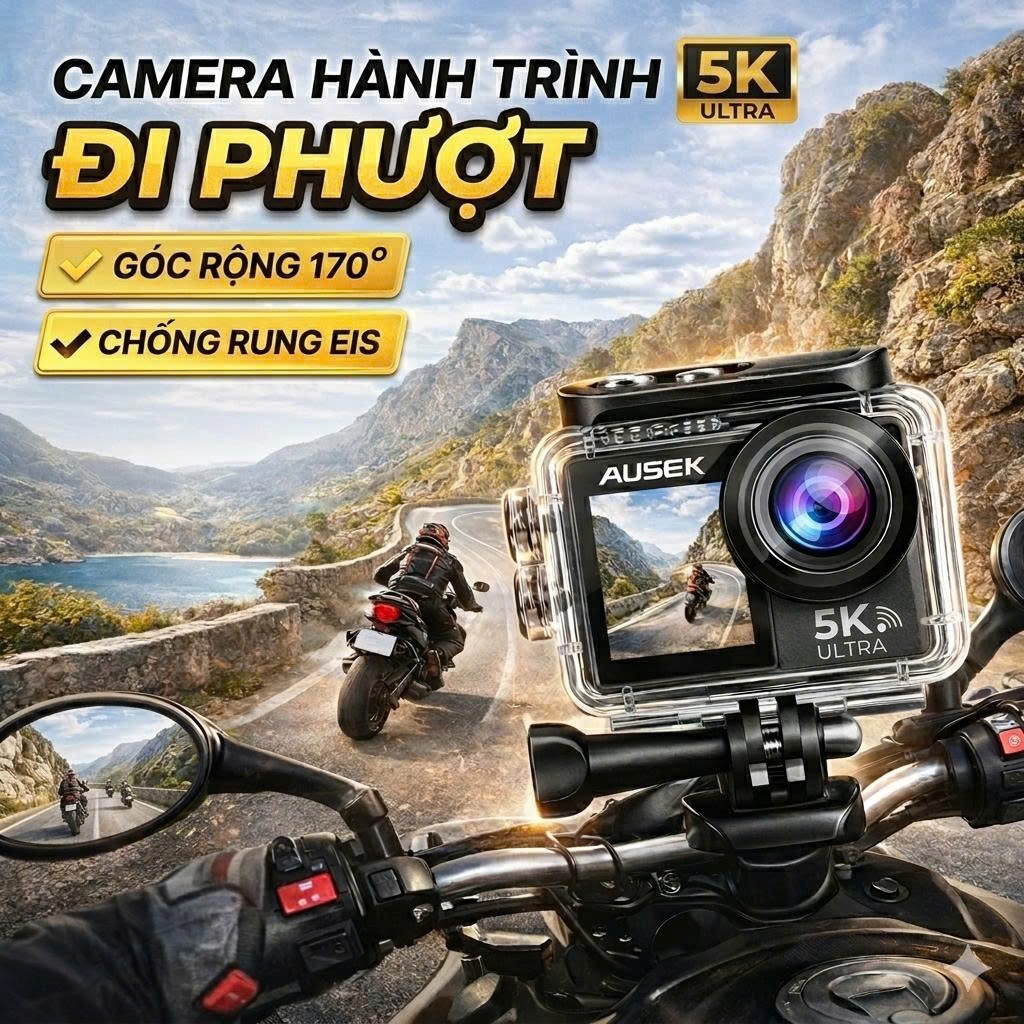 Camera hành trình xe máy, Camera mini chống rung, chống nước đi phượt ...