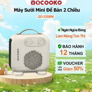 Quạt sưởi mini QCOOKER 2200W, làm nóng nhanh chỉ trong 1 giây, không gây khô da, chống lật an toàn